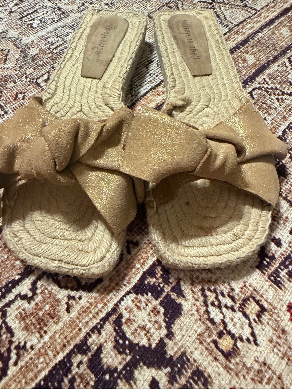 Jeffrey Campbell Gold Knot Espadrille Slide Mules